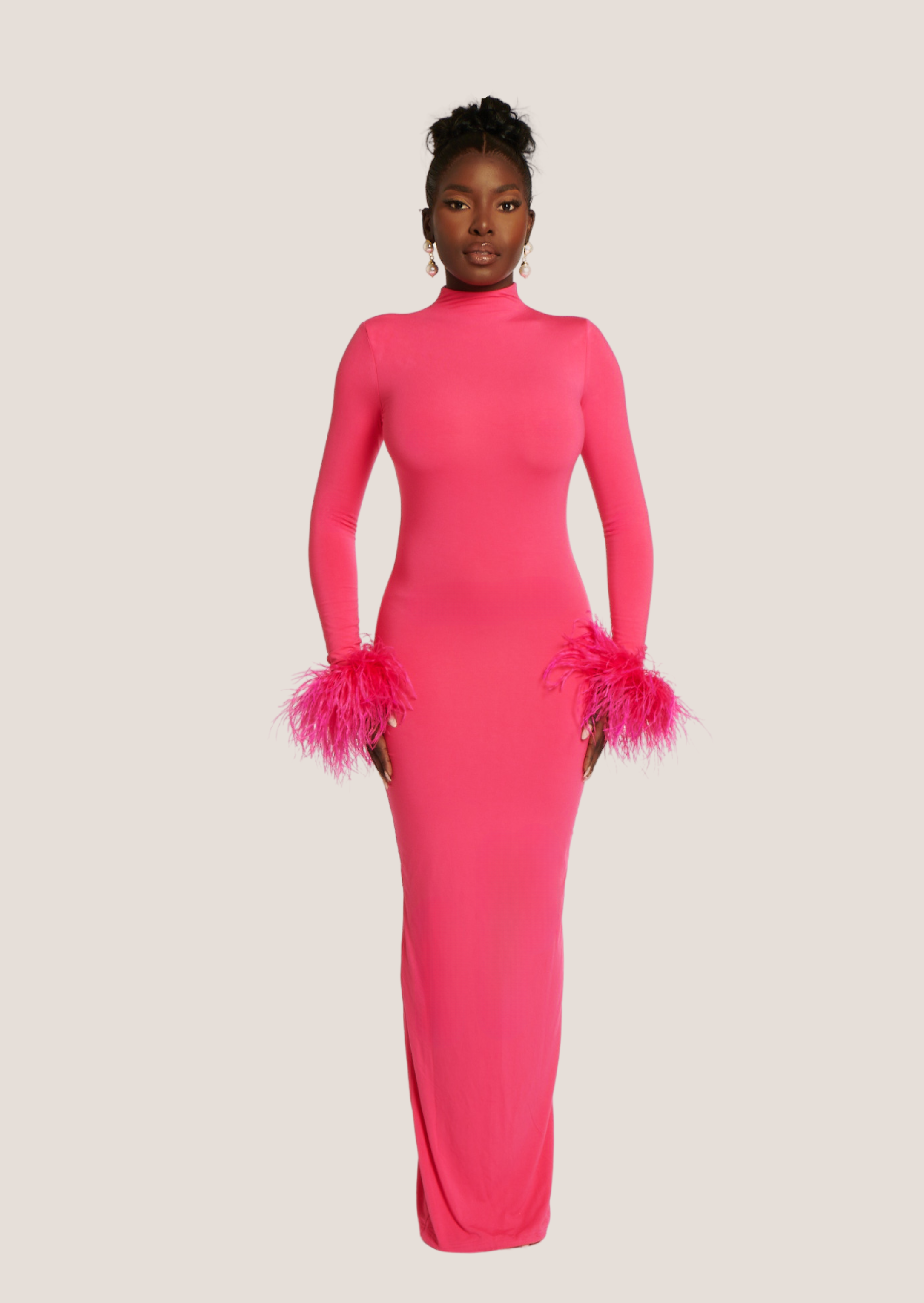 Asari Feather Maxi Dress Pink Orchid Asari Feather Maxi Dress Pink Orchid
